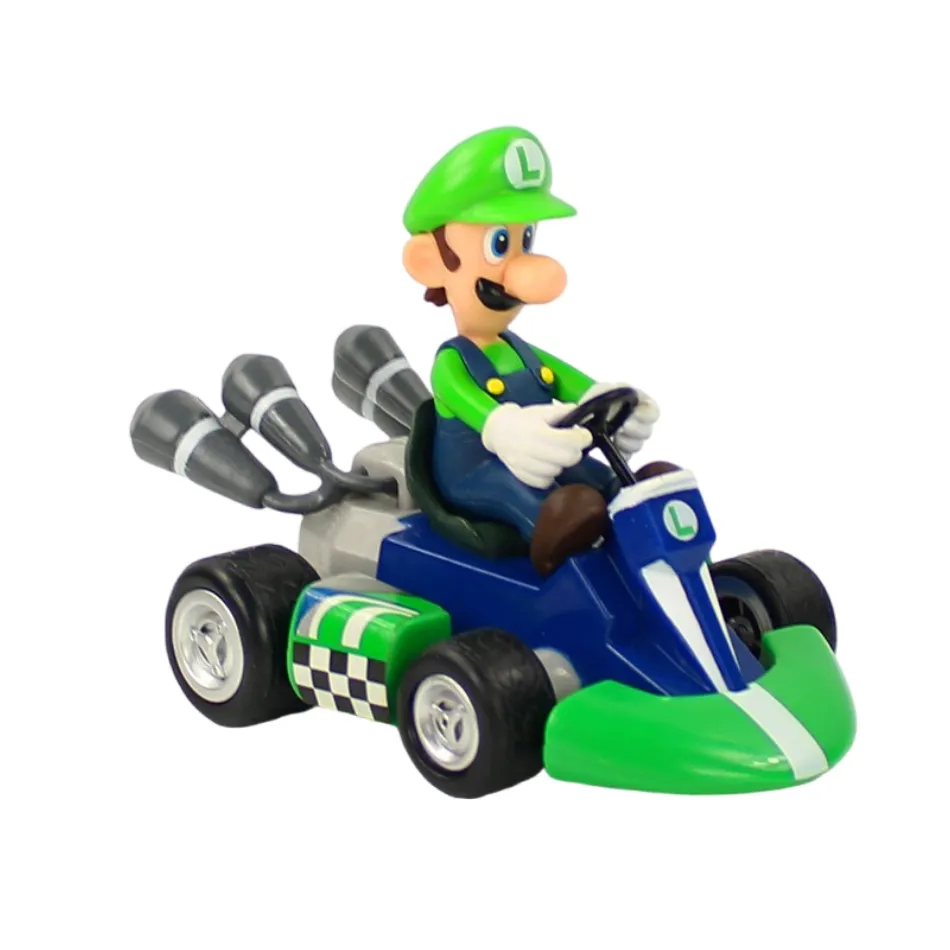 Super Mario Com Carrinho Mariokart Fricção Figure Cor Luigi