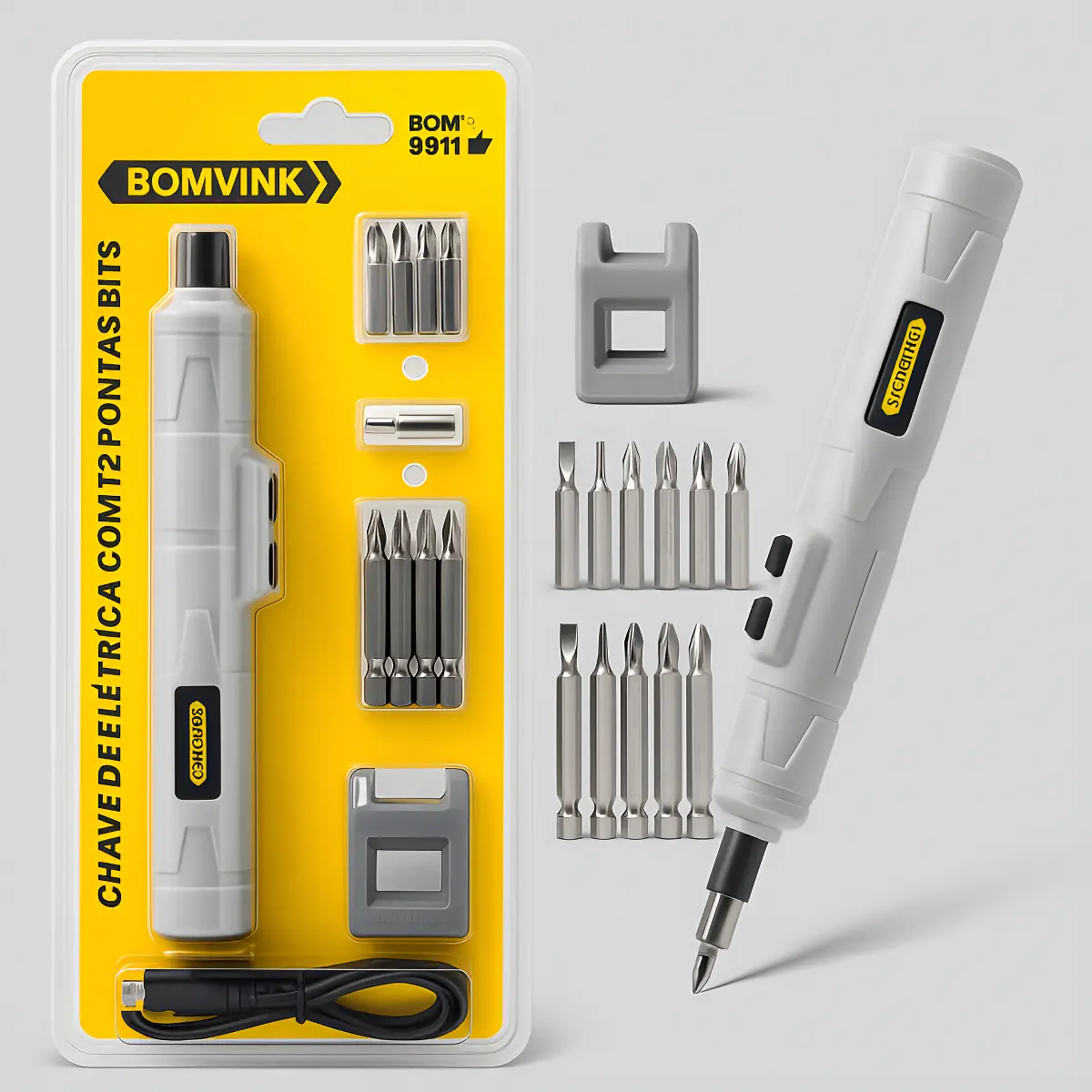 Chave De Fenda Elétrica Com 11 Pontas Bits Miniparafusadeira