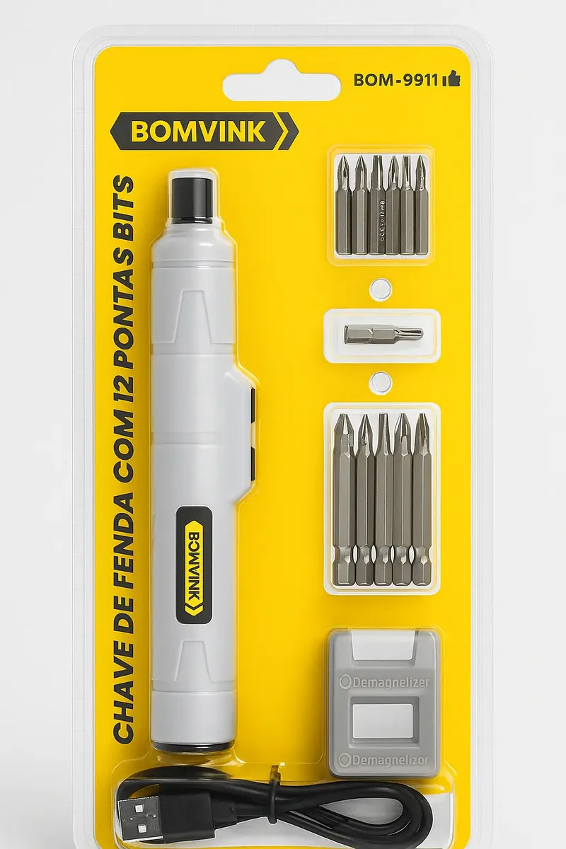 Chave De Fenda Elétrica Com 11 Pontas Bits Miniparafusadeira 3